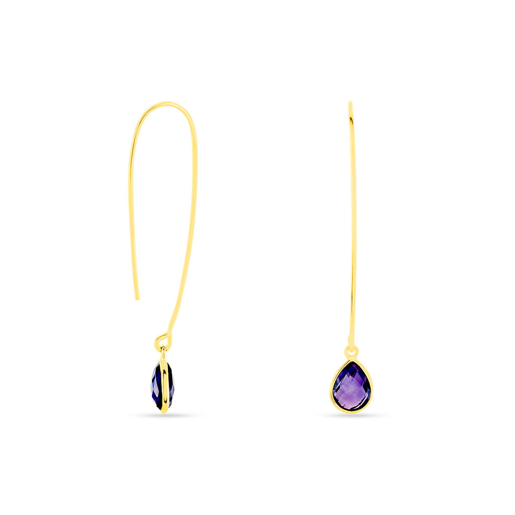 Créoles Phie Poire Or Jaune Amethyste