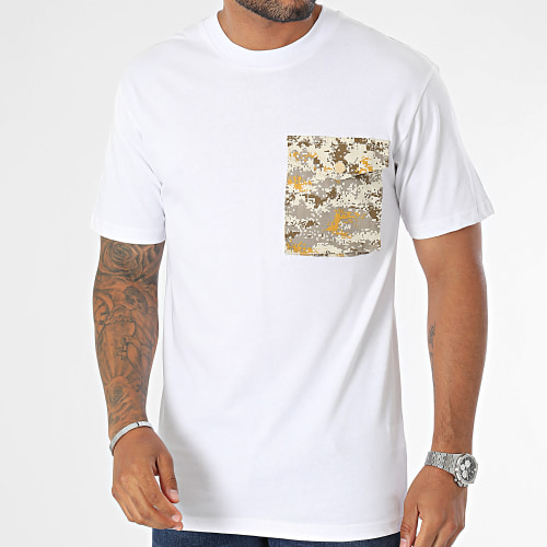 Tee Shirt Poche Blanc Beige Camouflage