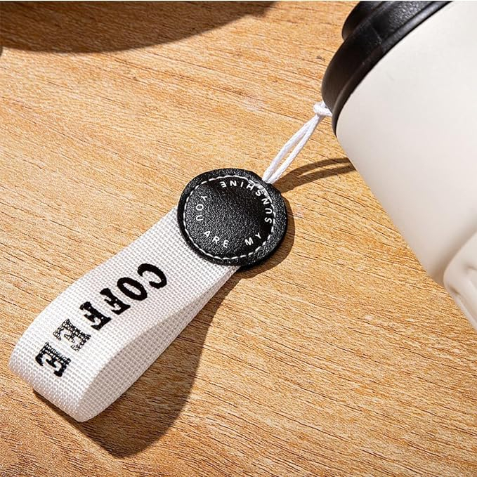 (460ml) Edelstahl Thermo Kaffee Becher Thermoskanne Rutschfester Vakuum Behälter mit Digitaler Temperaturanzeige   Handschlaufe - Beige / Schwarz