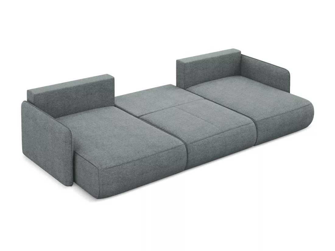 Canapé d'angle panoramique convertible en tissu chenille - jeans - NANEA