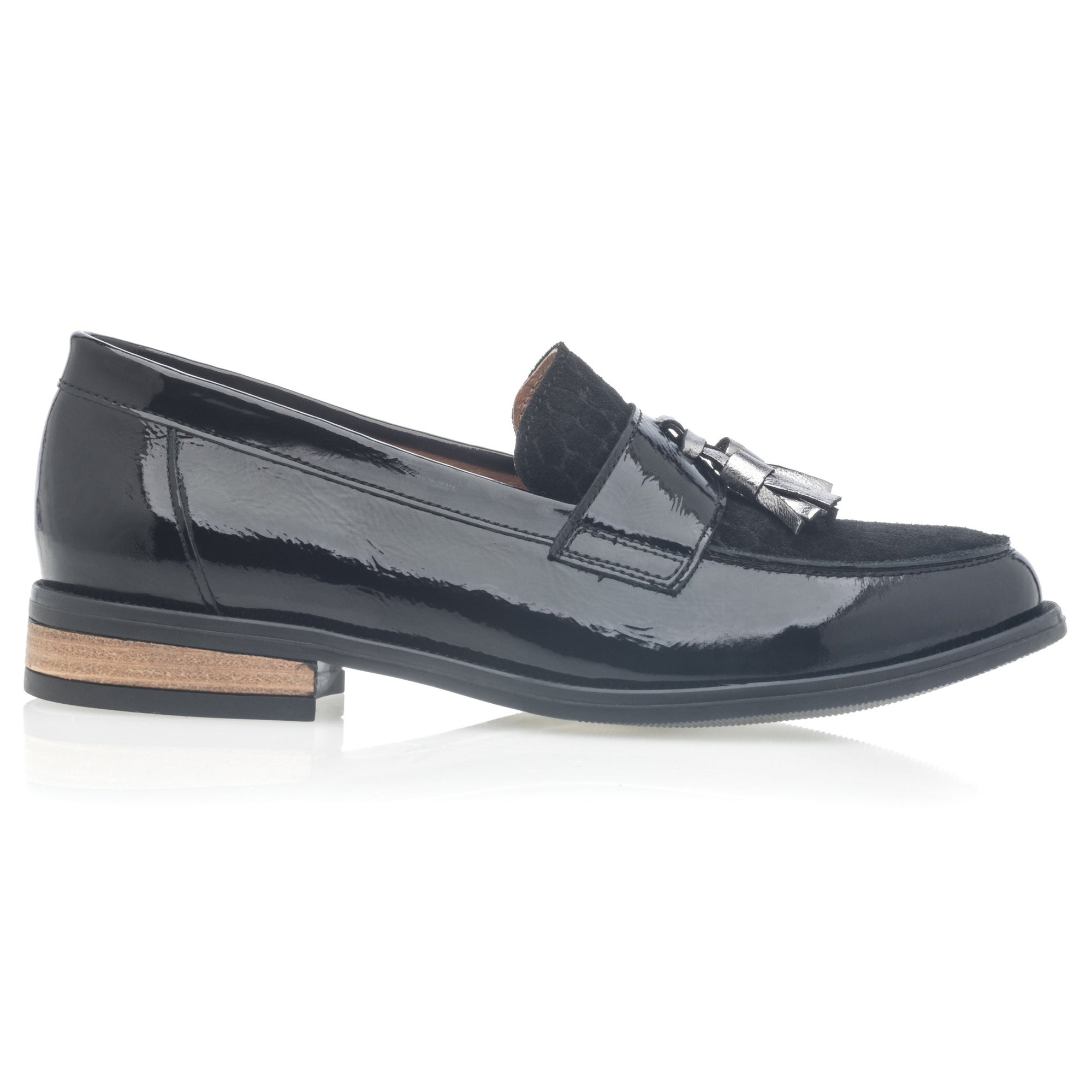 Mocassins Femme en cuir noir vernis