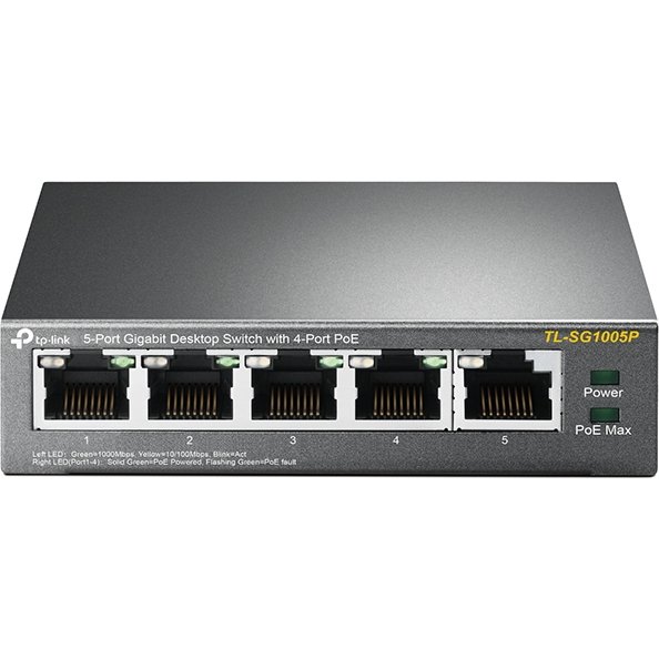 TP-Link TL-SG1005P Non-géré Gigabit Ethernet (10/100/1000) Connexion Ethernet, supportant l'alimentation via ce port (PoE) Noir