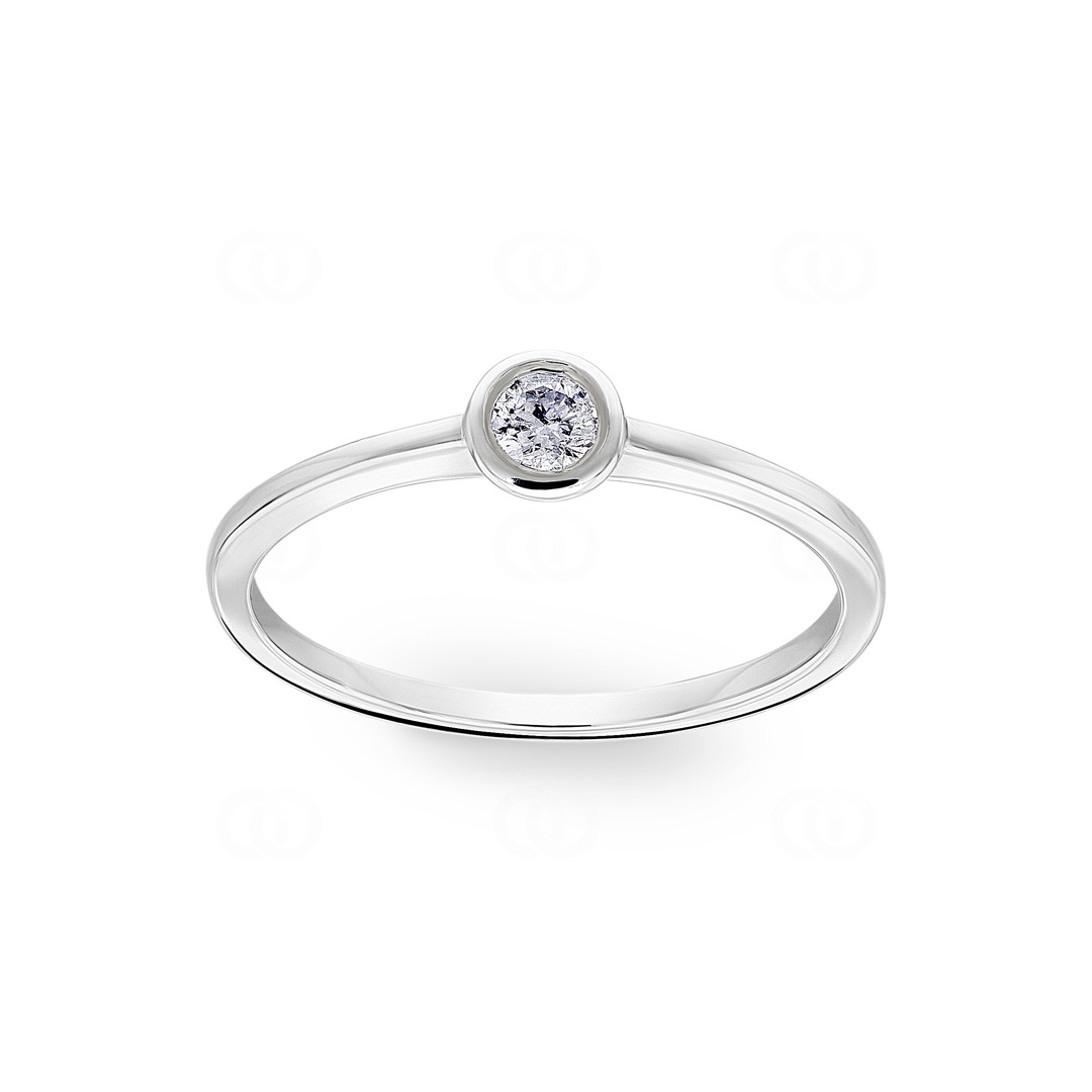 0.10 Karat Diamant Verlobungsring 750/18 K Weissgold in Zargenfassung