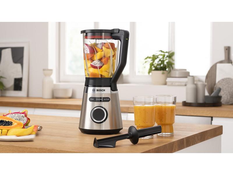 Bosch Standmixer MMB6382M Schwarz/Silber Kraftvoller Mixer mit ThermoSafe Glasbehälter und Sicherheitsdeckel
