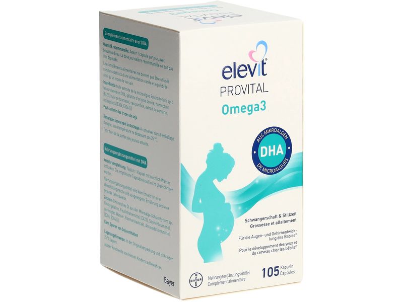ELEVIT Provital Omega 3 105 Kapseln Nahrungsergänzungsmittel mit DHA aus Mikroalgen