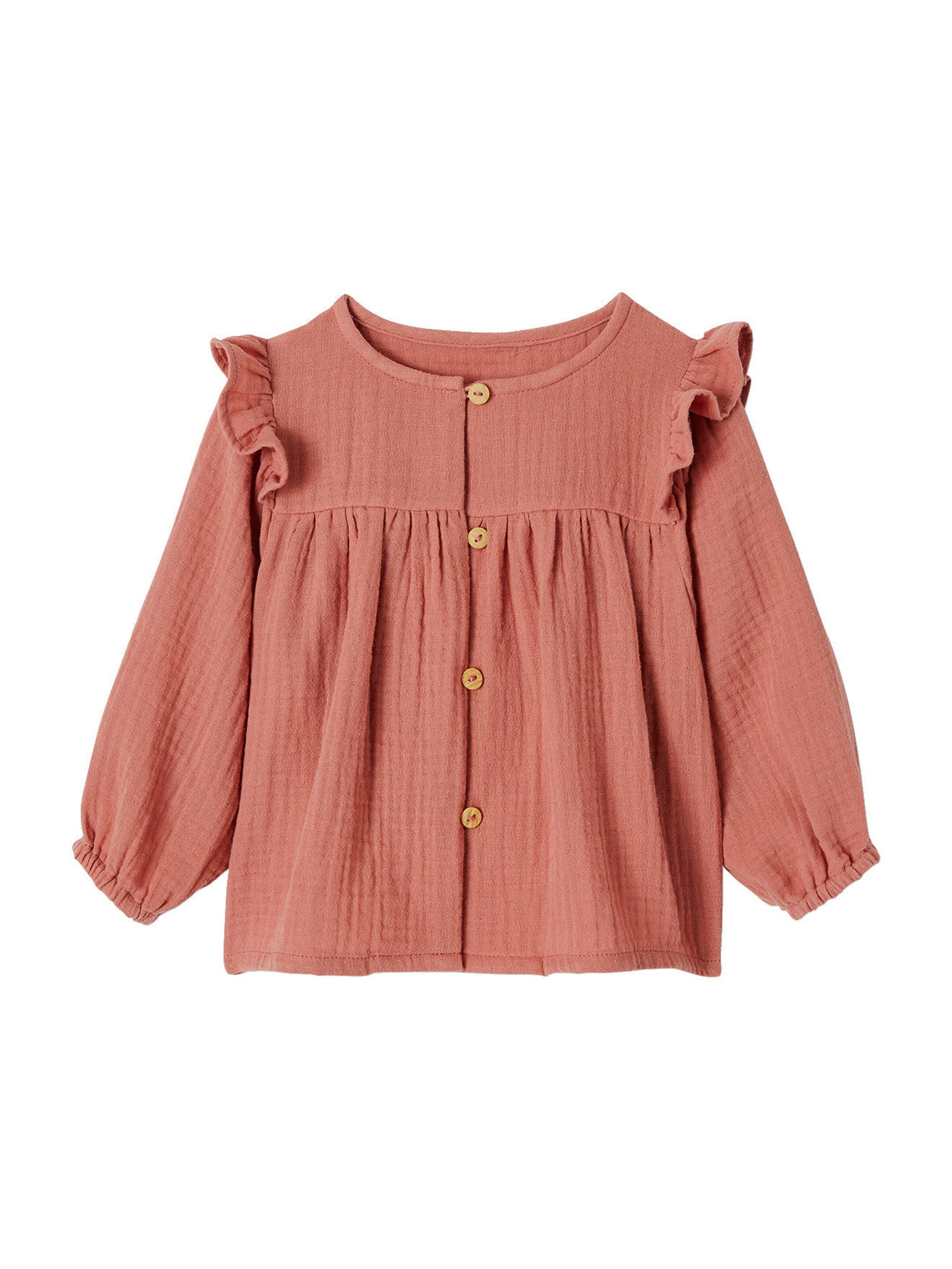 Vertbaudet Mädchen Baby Volant-Bluse altrosa