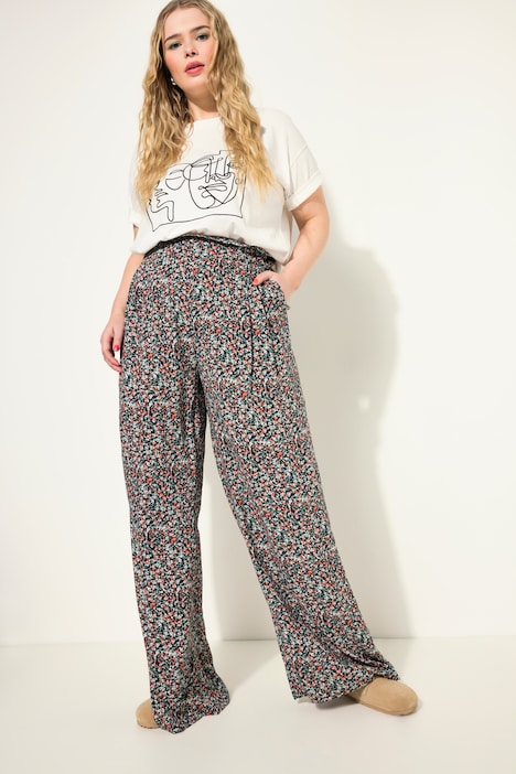 Hose, Wide Legs, High Waist, Millefleur-Print