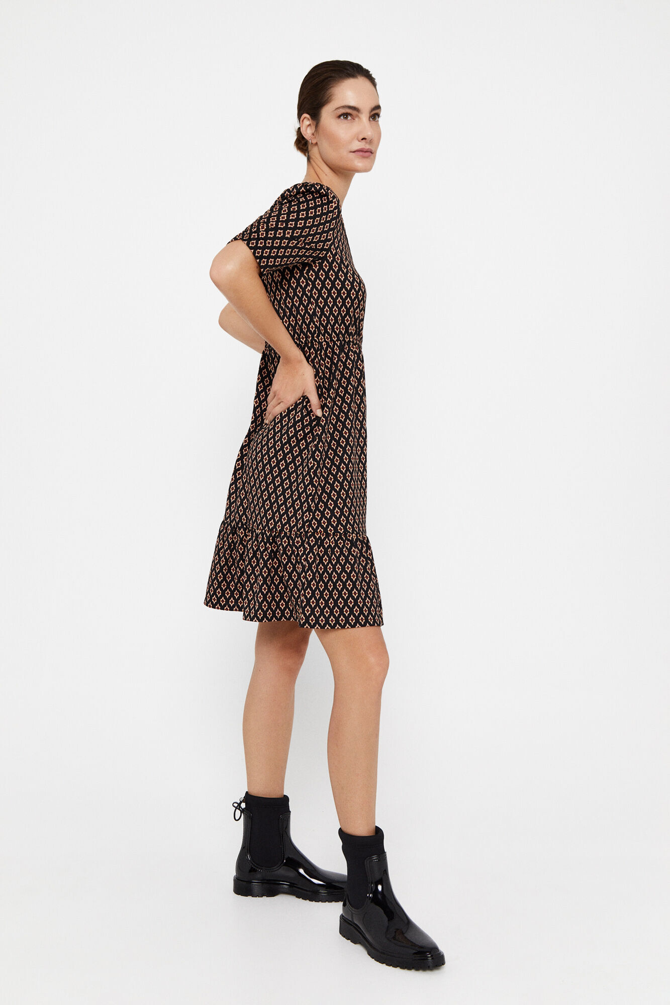 Vestido de malha estampado - Preto