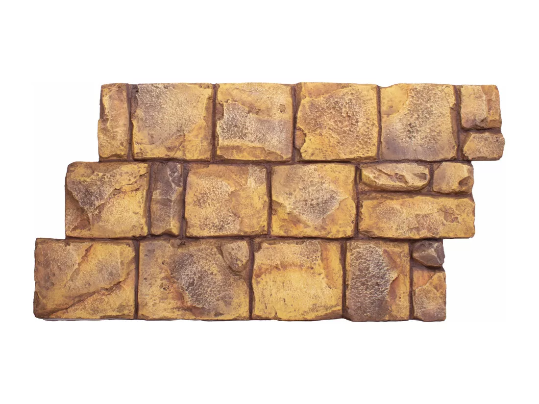 Bodiam - Lot de 2 panneaux muraux décoratifs 3D 150x75x11 cm effet pierre naturelle en PU Brown