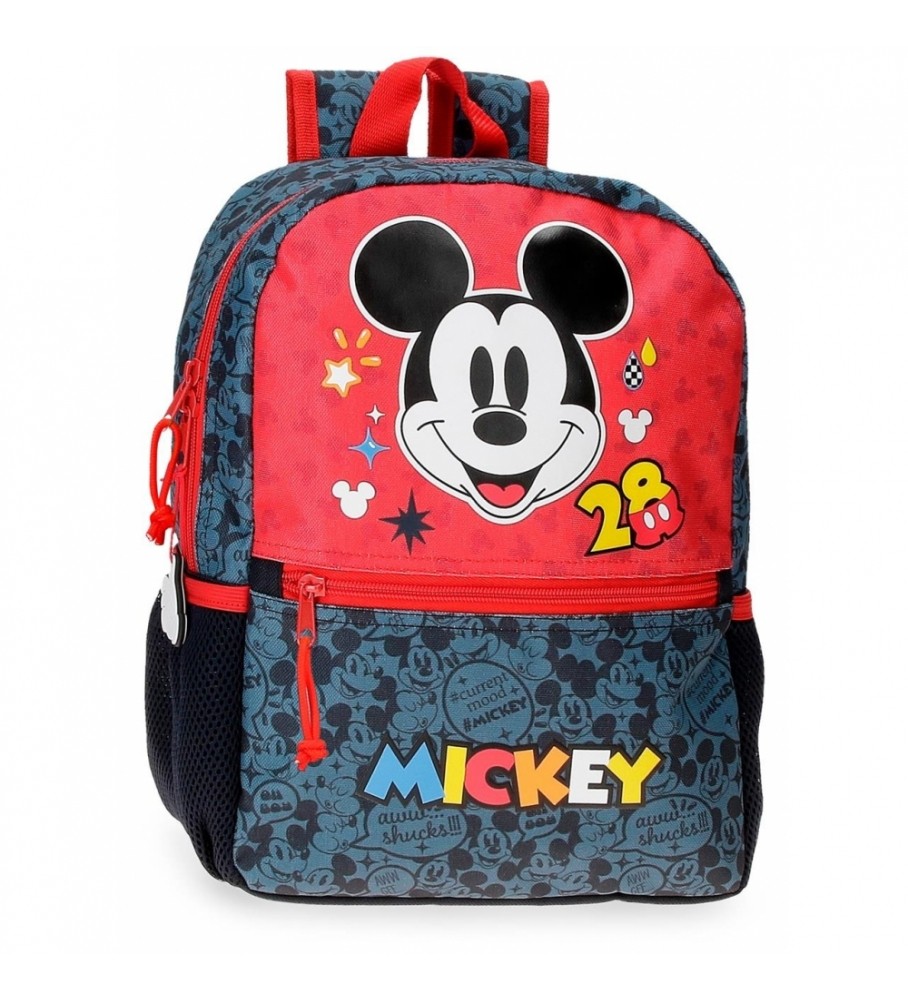 Mochila Joumma Bags Mickey Get Moving 32cm Adaptável vermelha, azul -25x32x12cm-