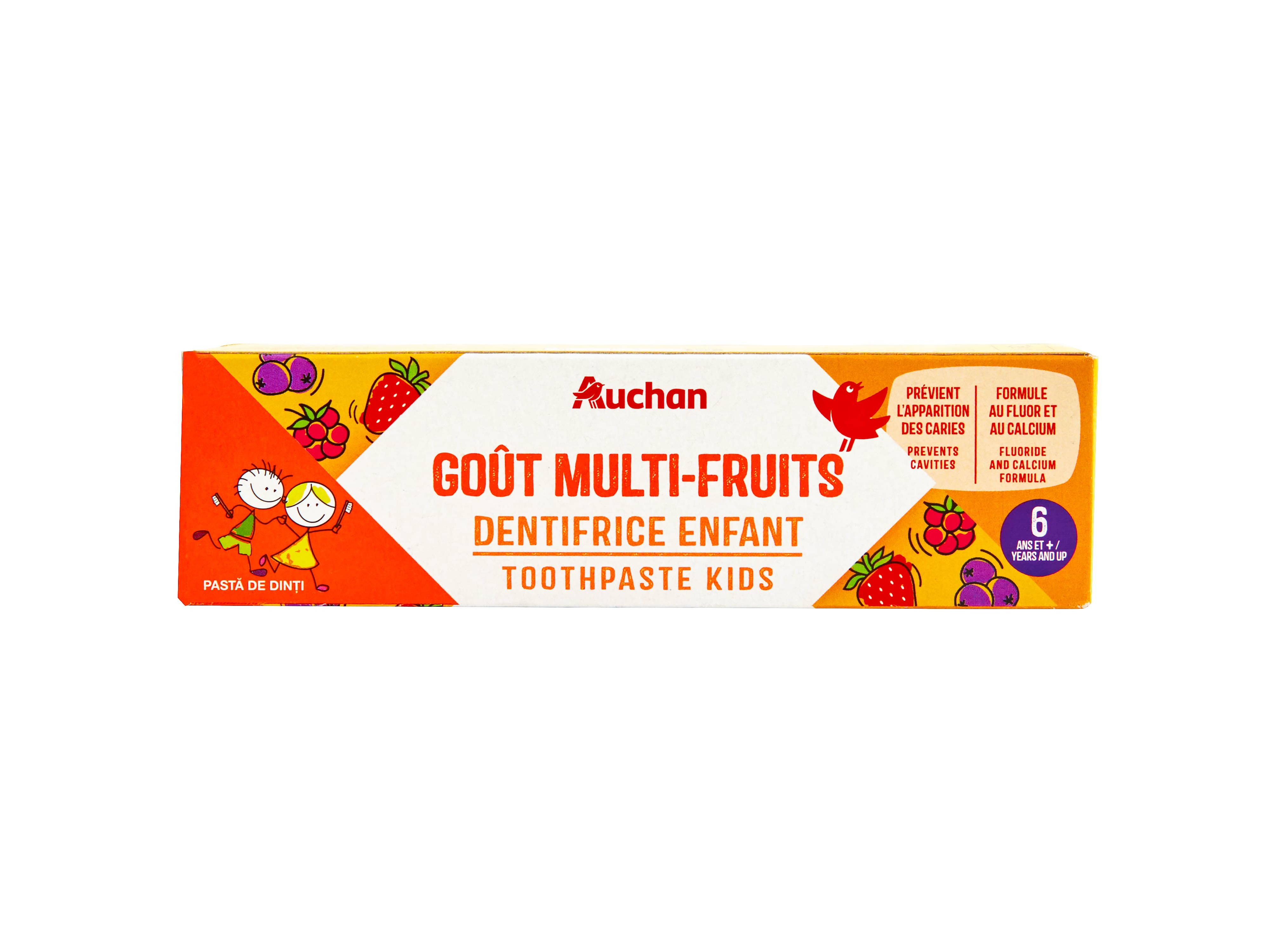 PASTA AUCHAN KIDS DENTÍFRICA 6  MULTIFRUTOS 50ML