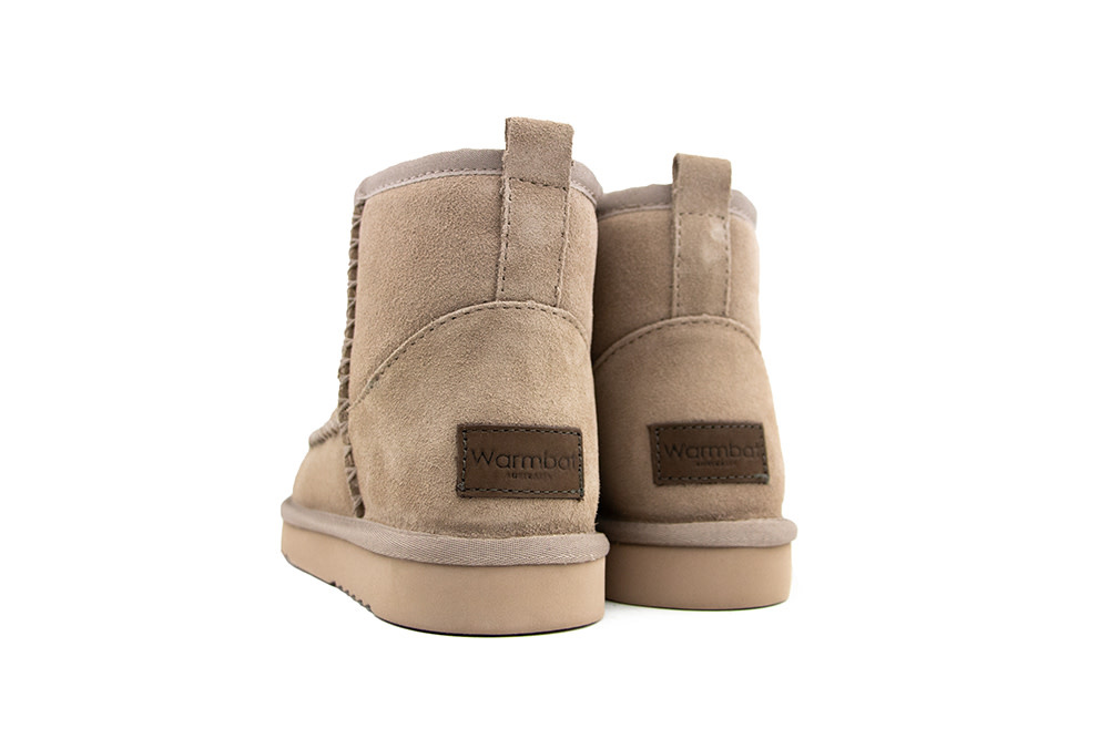 Warmbat Wallaby Boot Stitch Taupe Suede