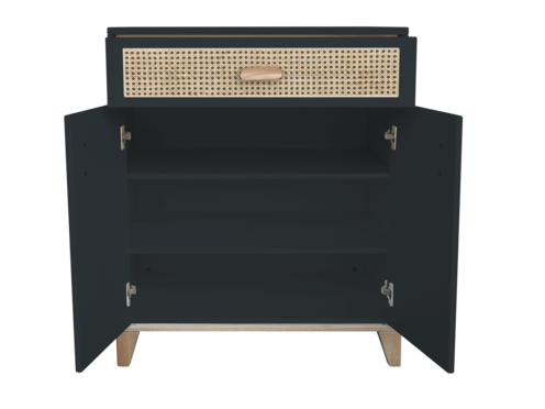 Petite Commode NAMI Cannes de Rotin Onyx - THEO