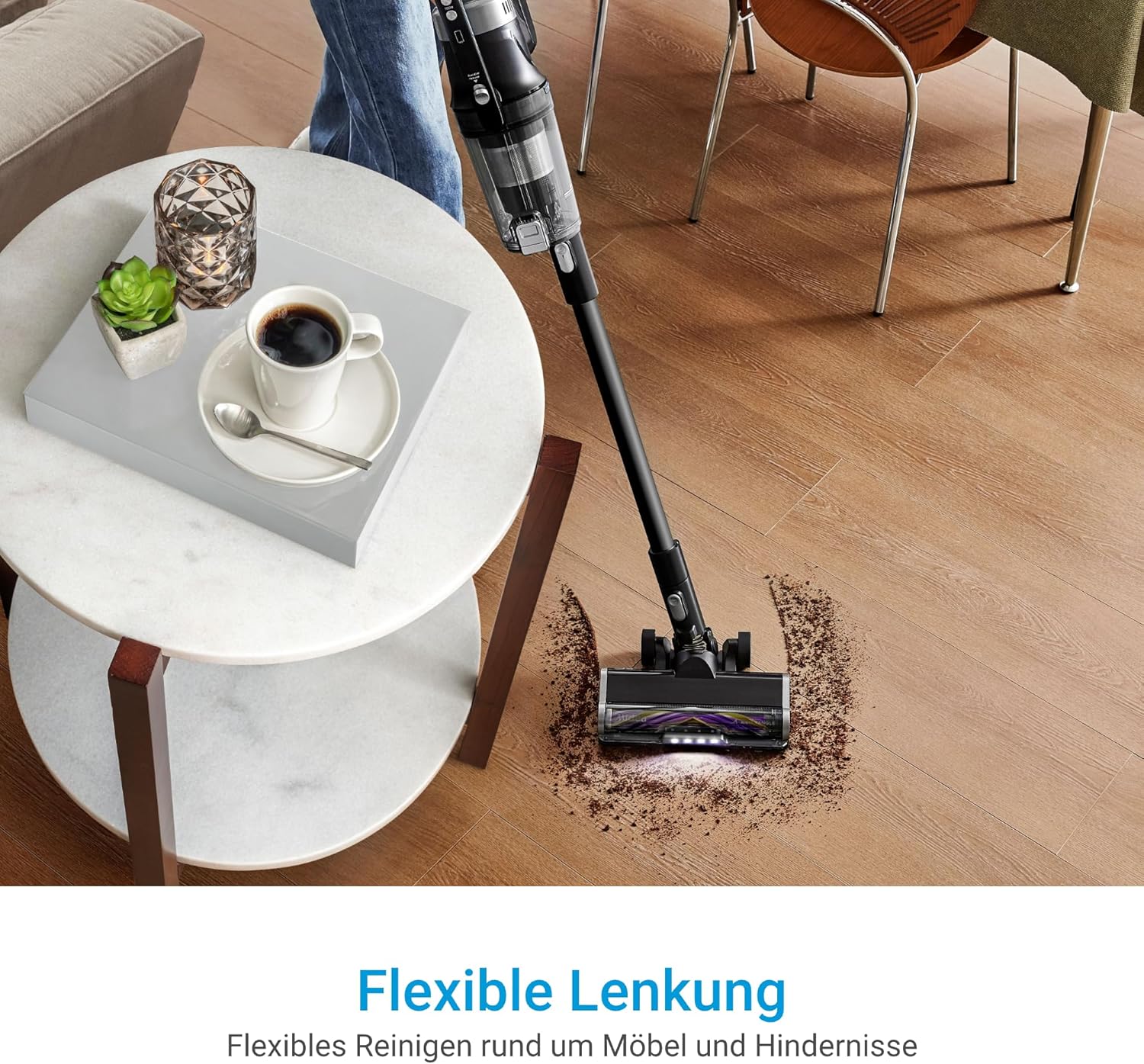 Midea Akku-Staubsauger mit Absaugstation | 350W, bis zu 60 Min Laufzeit | Selbstentleerung, Anti-Tangle Bürste, LED-Düse | HEPA-Filter, Allergiker geeignet | Wechselbarer Akku, Kabellos, Schwarz