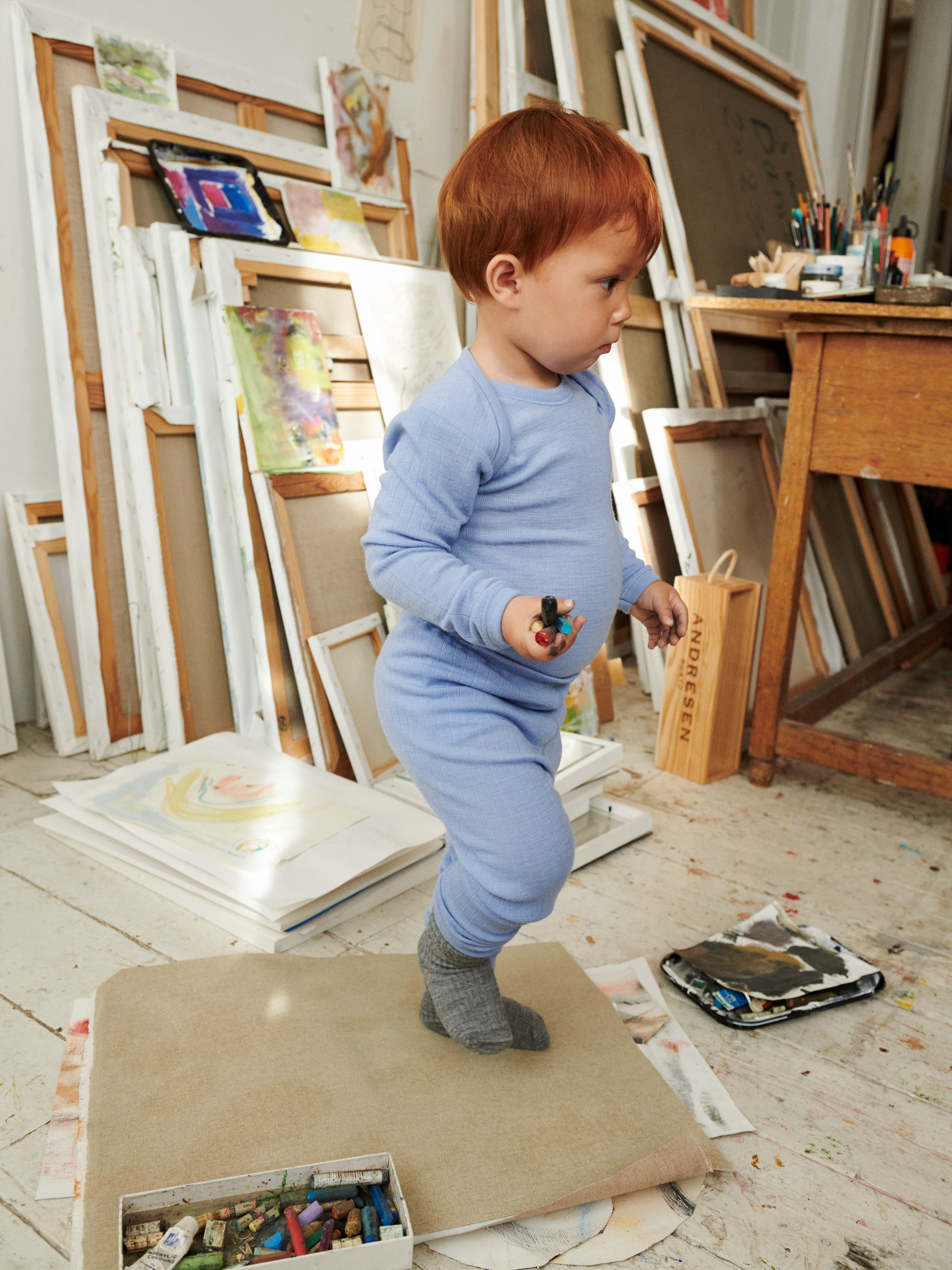Romper met lange mouw van merinowol voor baby's