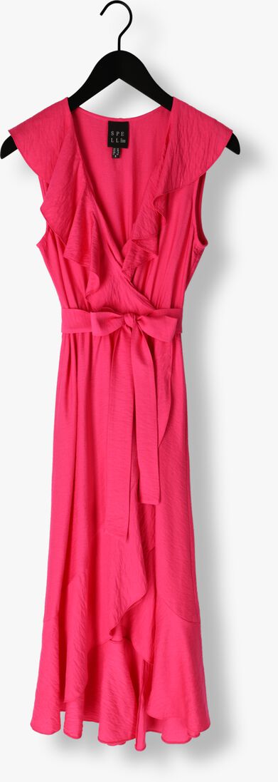 ACCESS roze access midi jurk sleeveless dress with ruffles