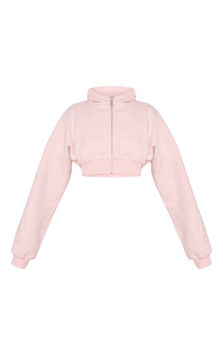 Rose Bébé Sweat À Casynthétiqueche Court Extrême Zippé Petite