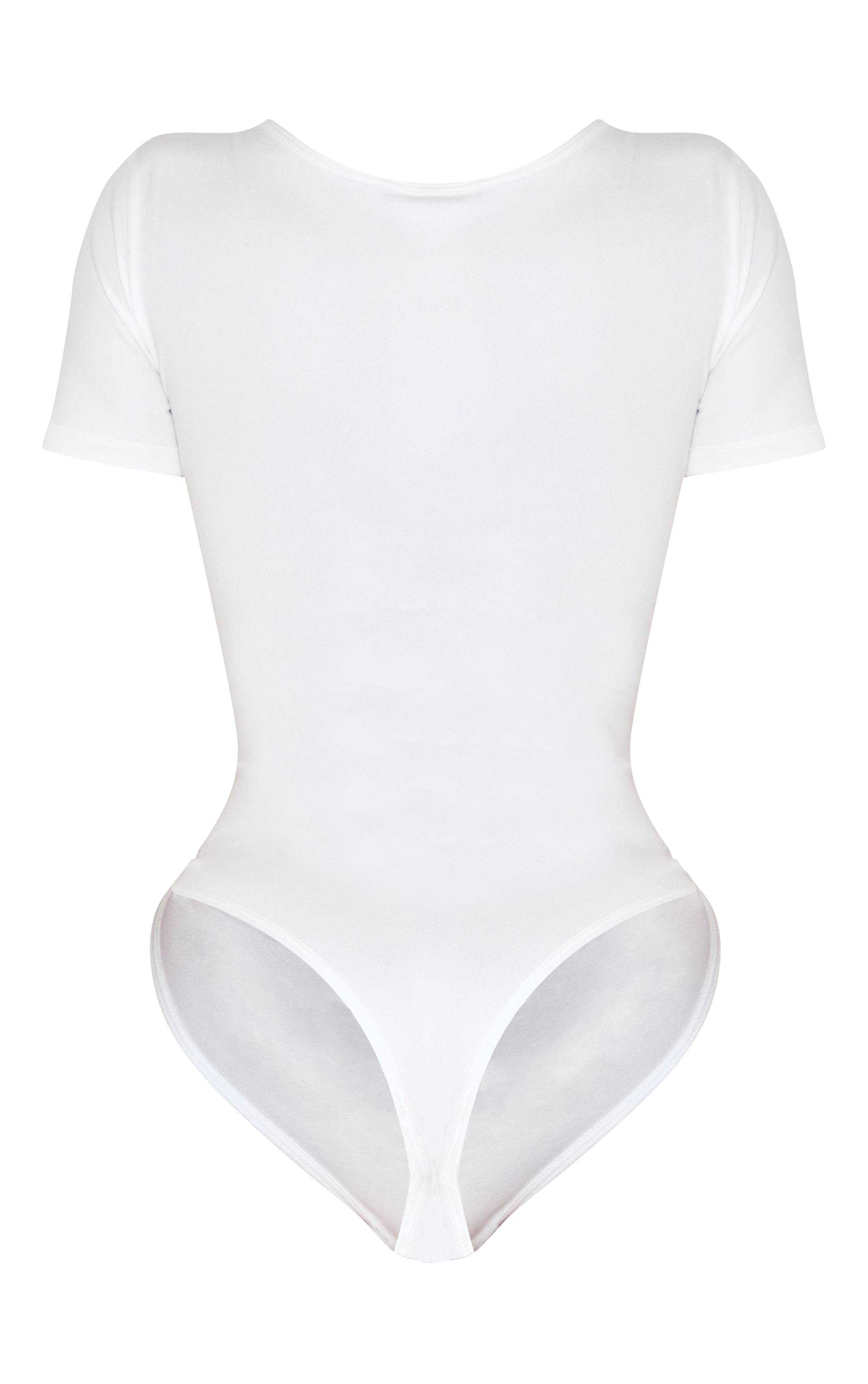 Blanc Body À Manches Courtes Col V Sculpté Shape