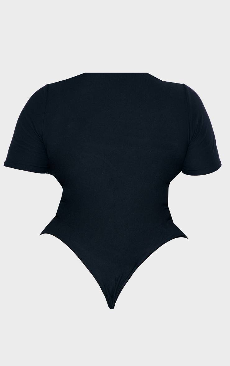 Noir Body Grande Taille Col Montant Manches Courtes Matière Douce