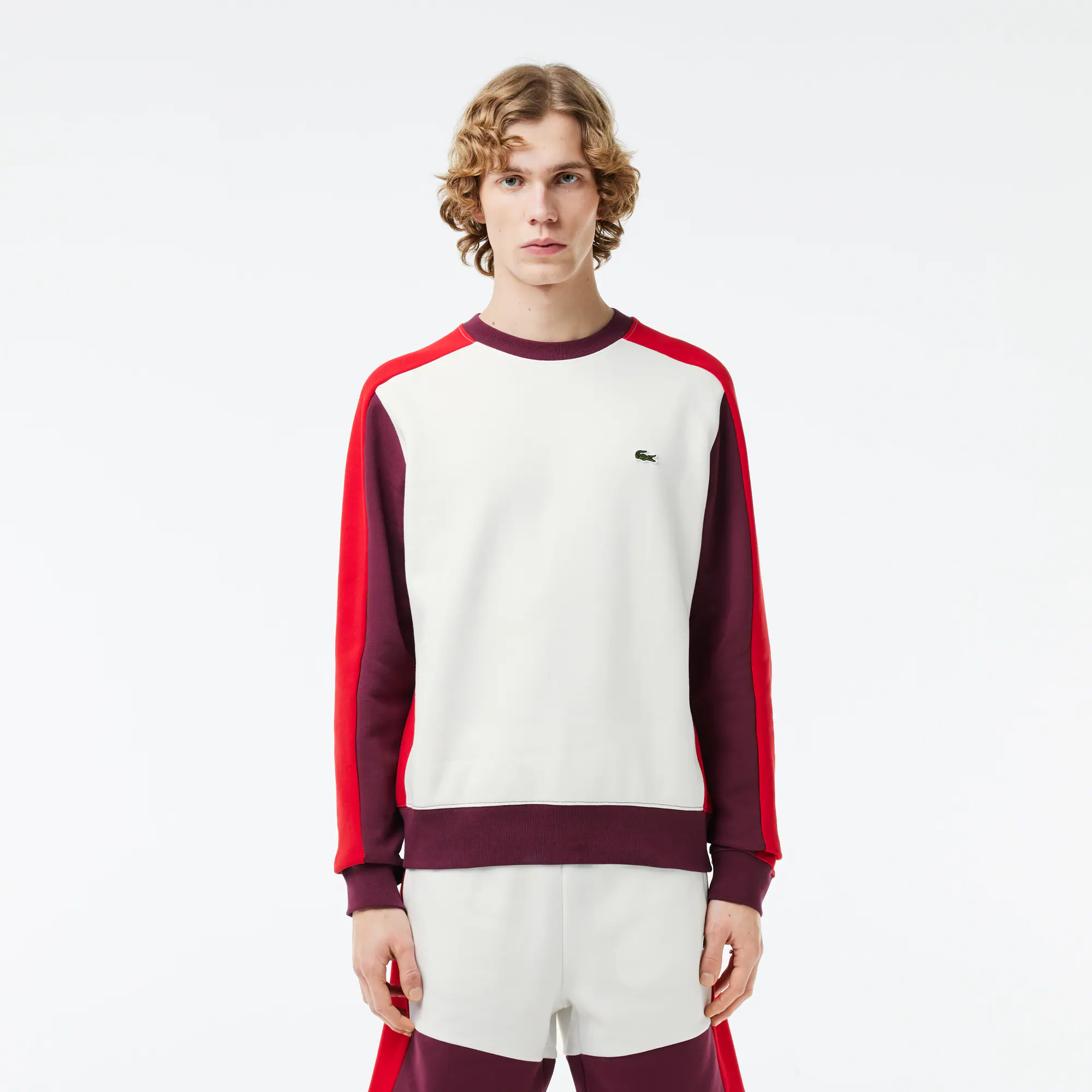 Jogger Sweatshirt aus aufgerautem Fleece mit Colourblock Sweatshirts - Weiss - Lacoste - Herren