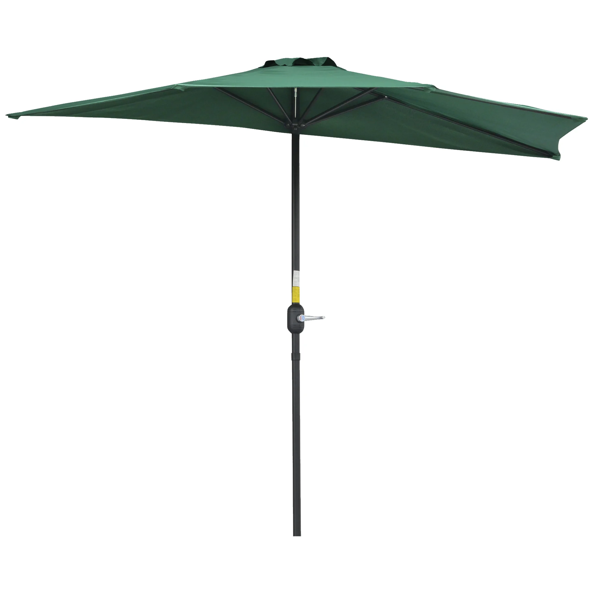 Guarda-sol de jardim Outsunny 269x138x236 cm com manivela e formato semicircular para terraço, pátio e piscina ao ar livre, na cor verde.