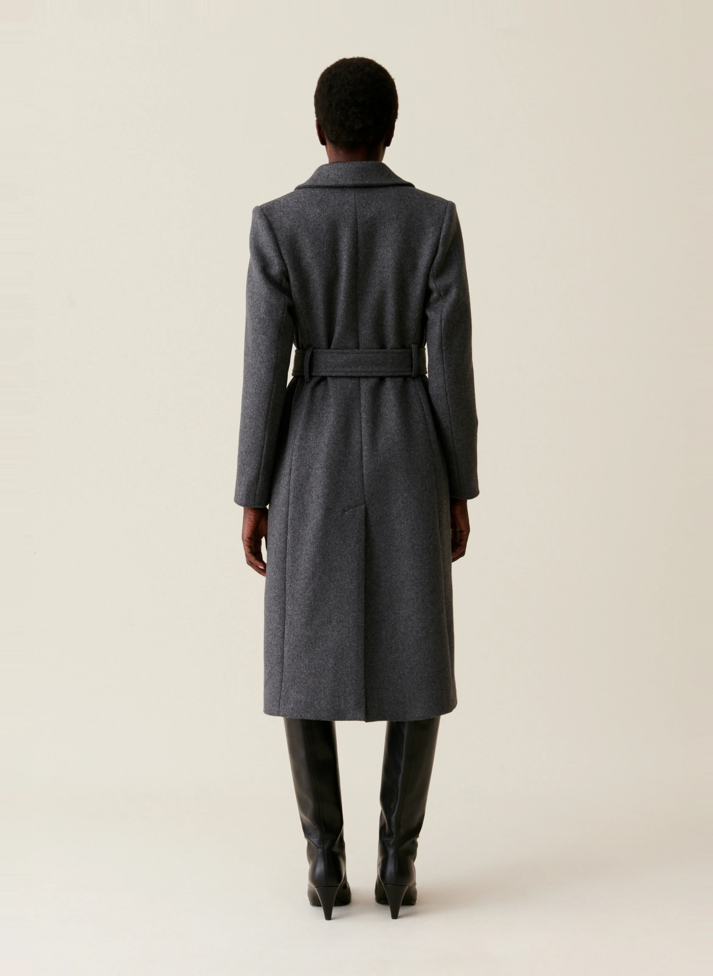 Manteau droit en laine mélangée | Gris