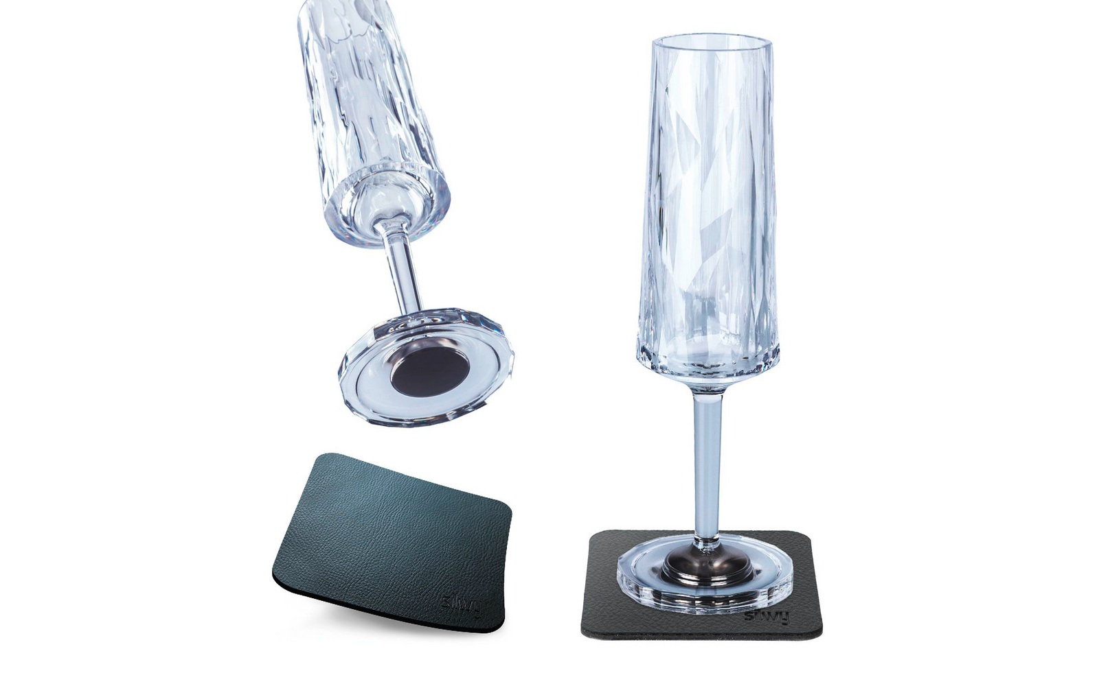 silwy® Sekt Magnet Kunststoffgläser 2 Stück (150 ml)