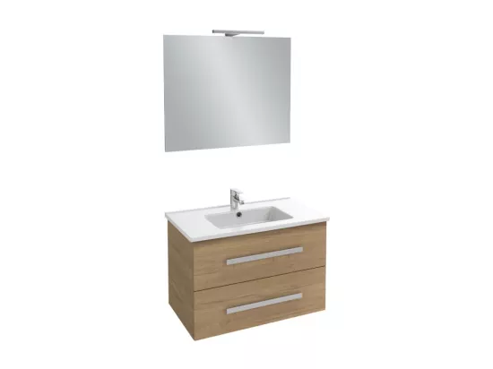Pack meuble vasque 80 cm JACOB DELAFON Ola up chêne + miroir + spot