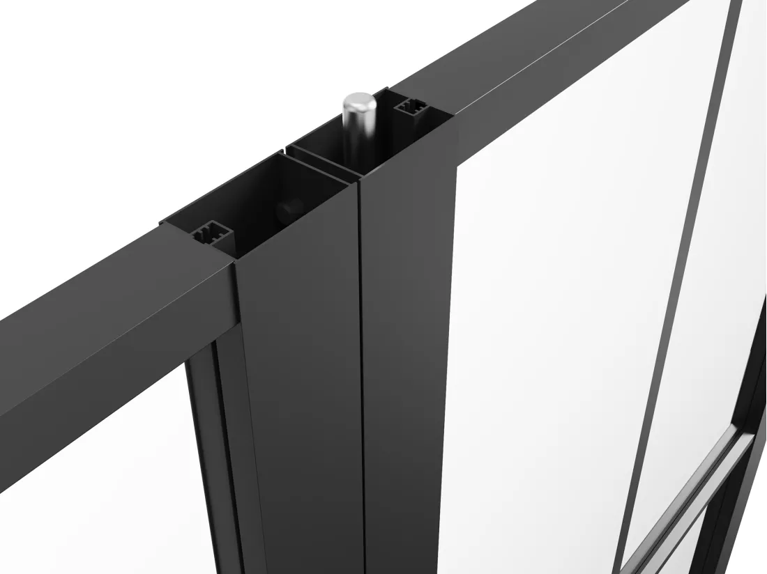 Bloc porte à deux battants en aluminium et verre trempé - 2 x H204 x L83 cm - Noir - SEROTO
