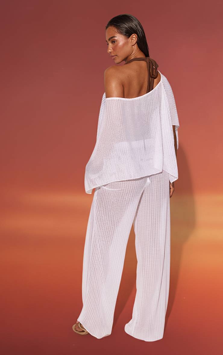 Blanc Pantalon De Plage Texturé