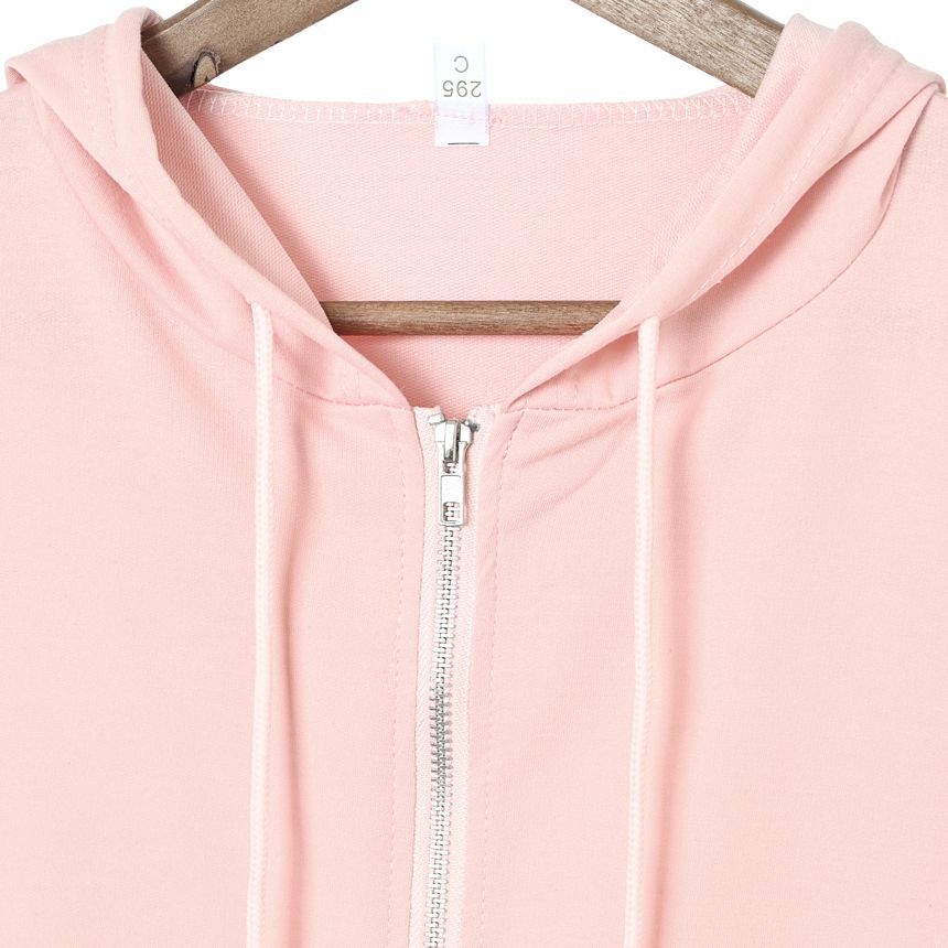 Cafamo - Set: Hoodie met rits + Crop tanktop + Wijde joggingbroek