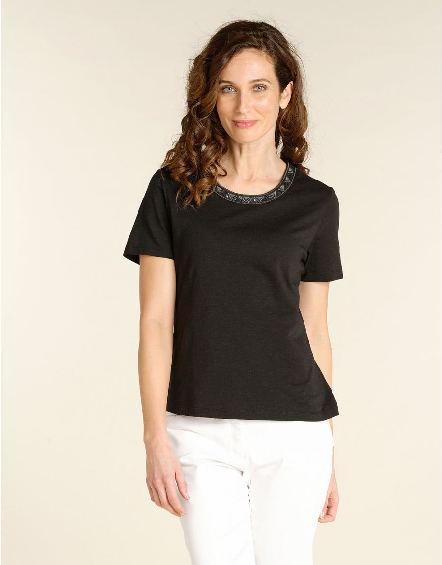 T-shirt noir col rond