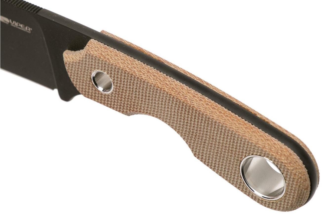 Viper Berus 2 VT4014DCN M390 PVD Black, Natural Canvas Micarta vaststaand mes, Rumici design
