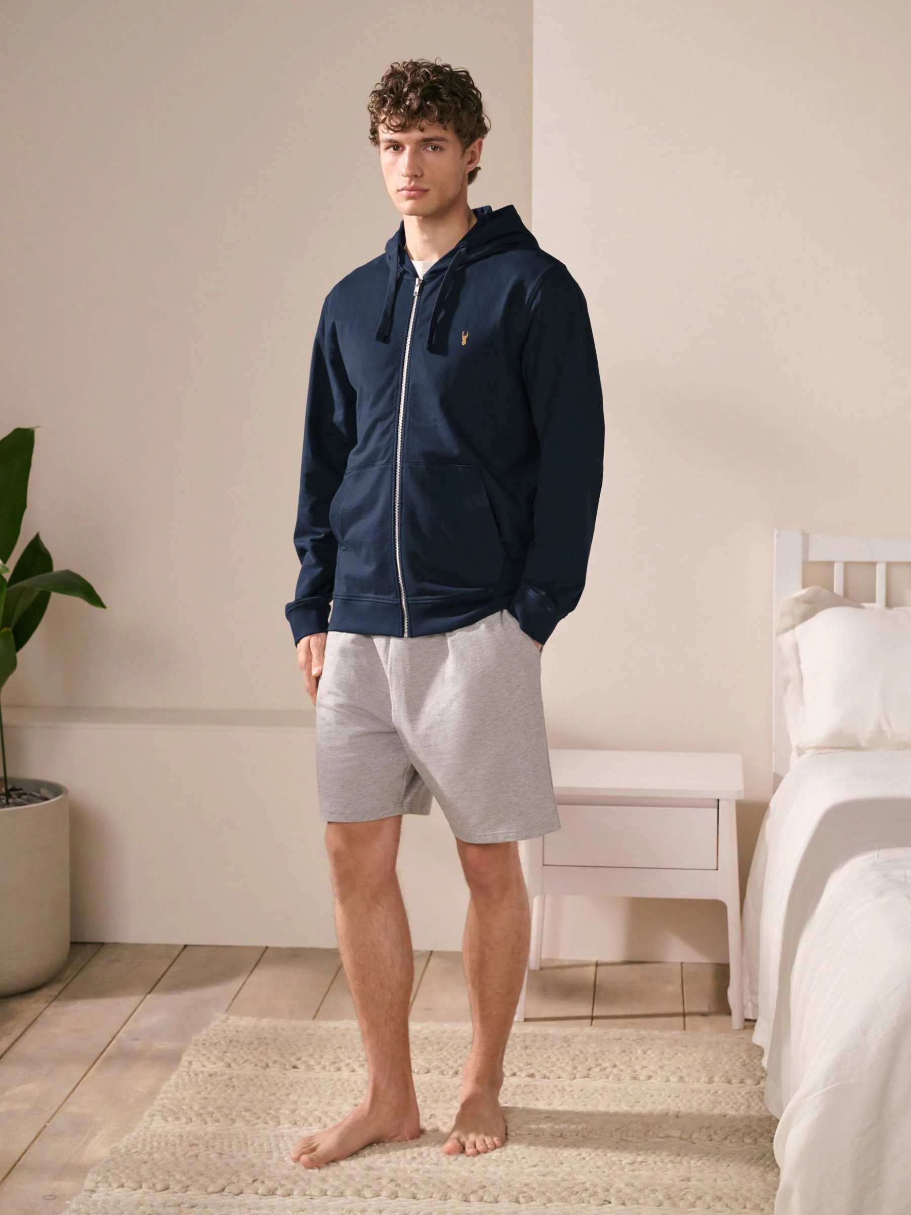 Donkerblauw - Lichte hoodie met rits