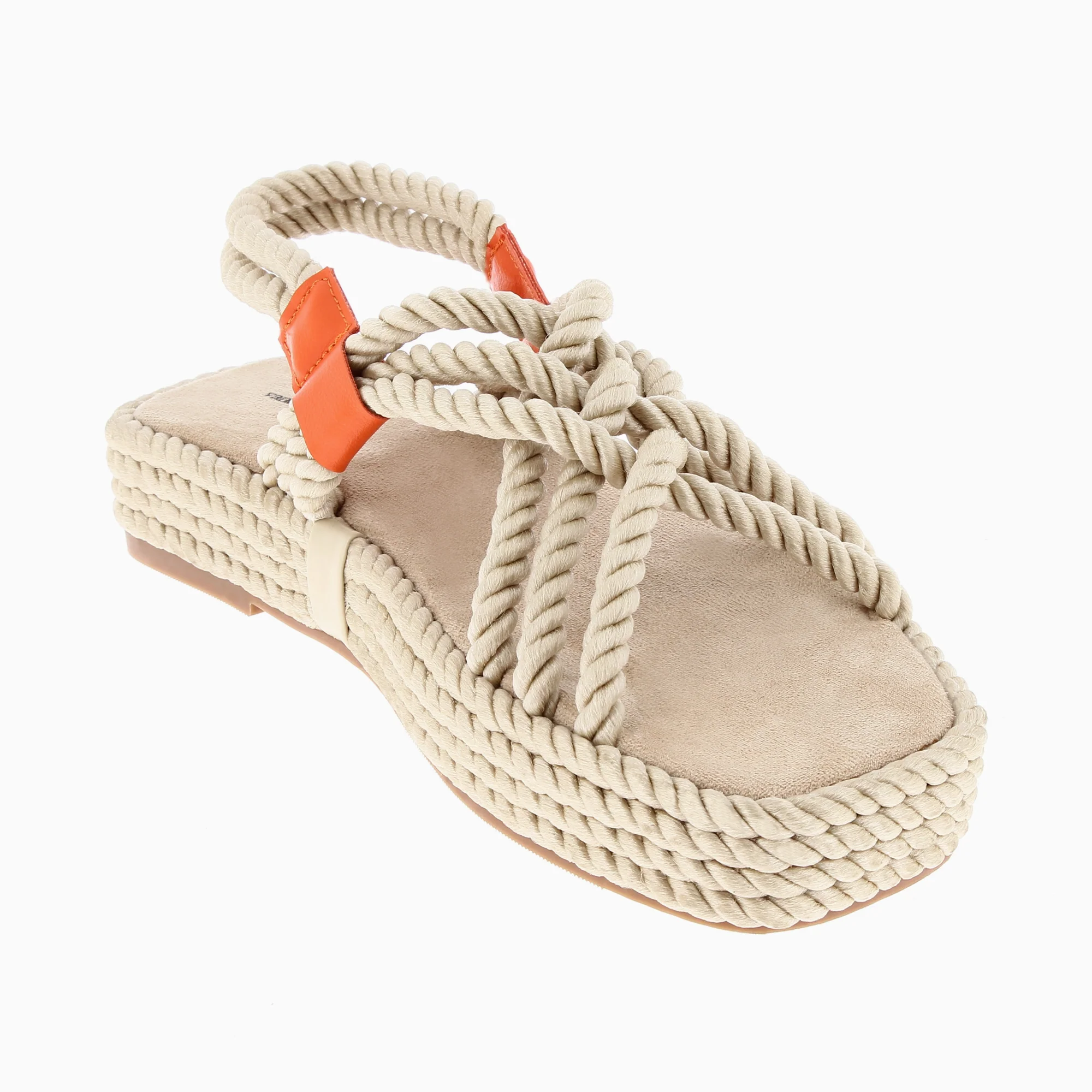 Sandales plates-Sandales en corde Anya beige à plateforme