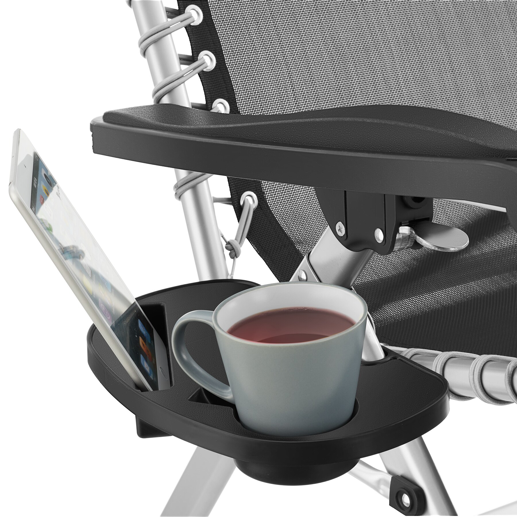 tectake® Sonnenliege, klappbar, abnehmbares Sitz- und Kopfpolster, 84 x 168 x 82,5 cm, mit Ablagetisch
