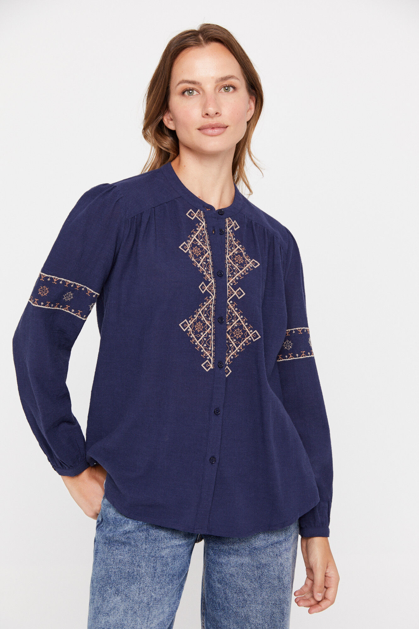 Blusa de algodão BCI - Azul Marinho