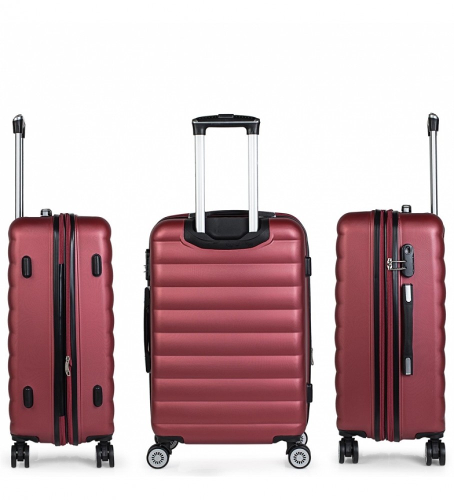 Conjunto de malas rígidas de viagem ITACA com 4 rodas, modelo 71200, cor bordô - 55 x 65 x 75 cm -
