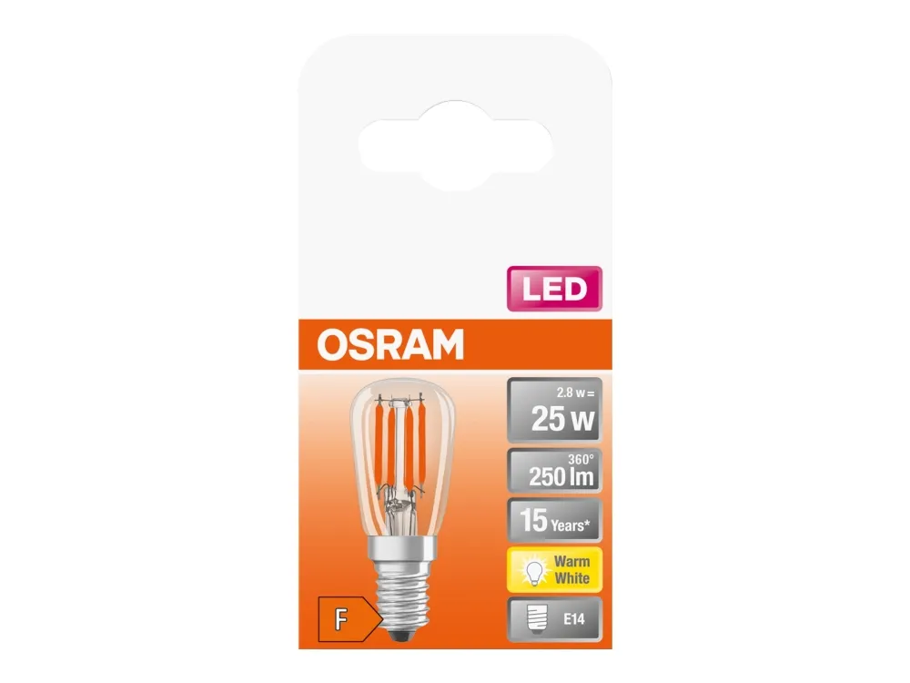 OSRAM SPECIAL - LED-filament-lyspære - form: T26 - klar finish - E14 - 2.8 W (tilsvarende 25 W) - klasse F - varmt hvidt lys - 2700 K