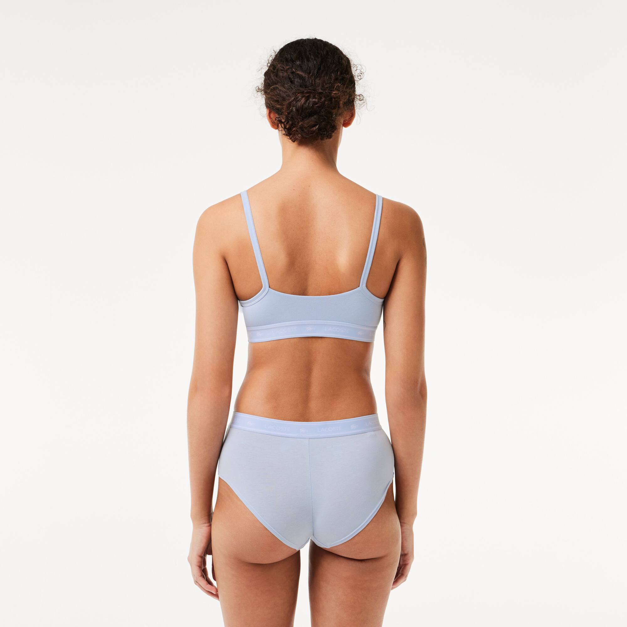 Shorty avec ceinture siglée en coton stretch Culottes & bas - Bleu - Lacoste - Femme