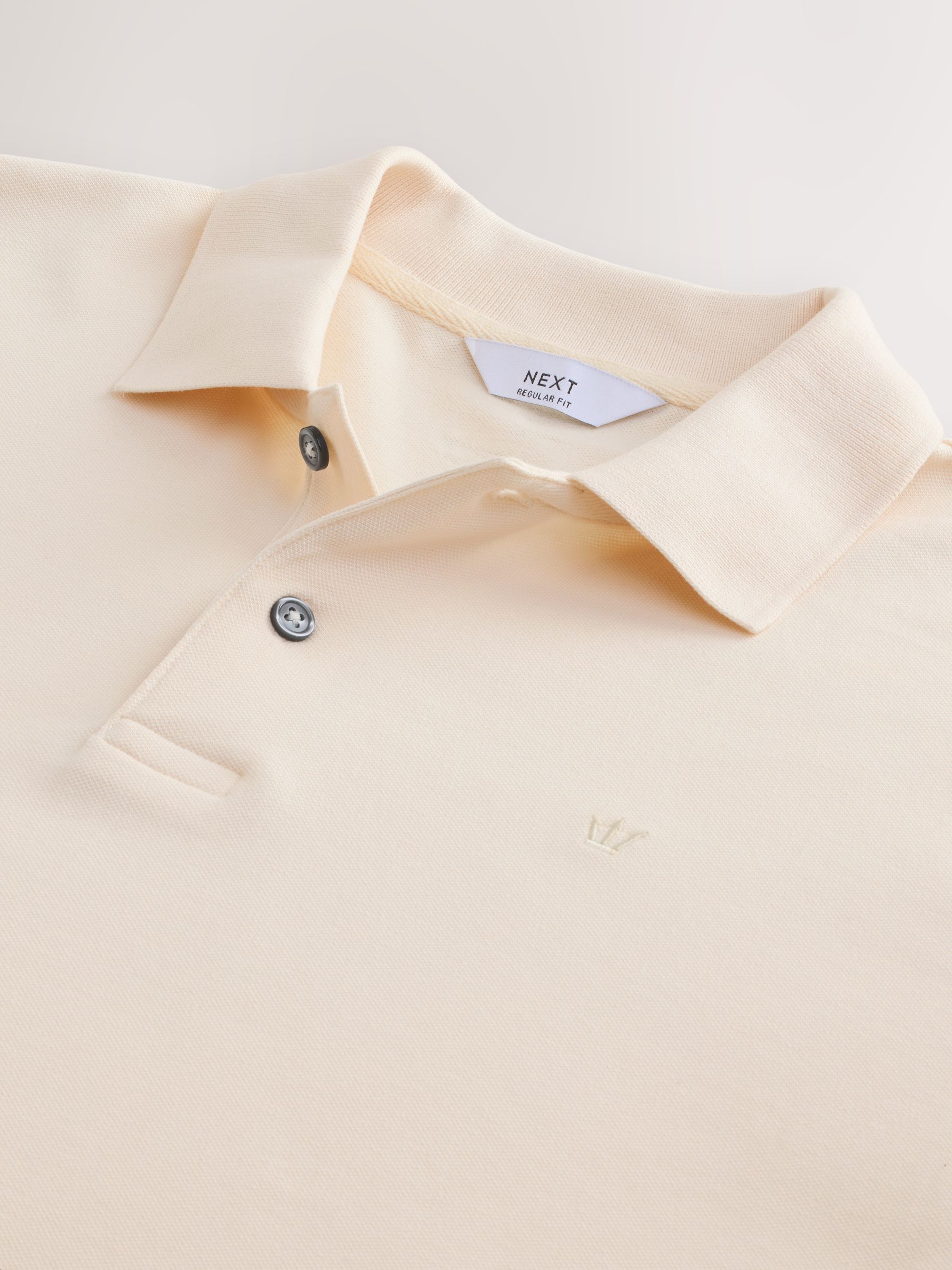 Ecru Trident - Normale Pasvorm - Long-Sleeve Pique Polo Shirt