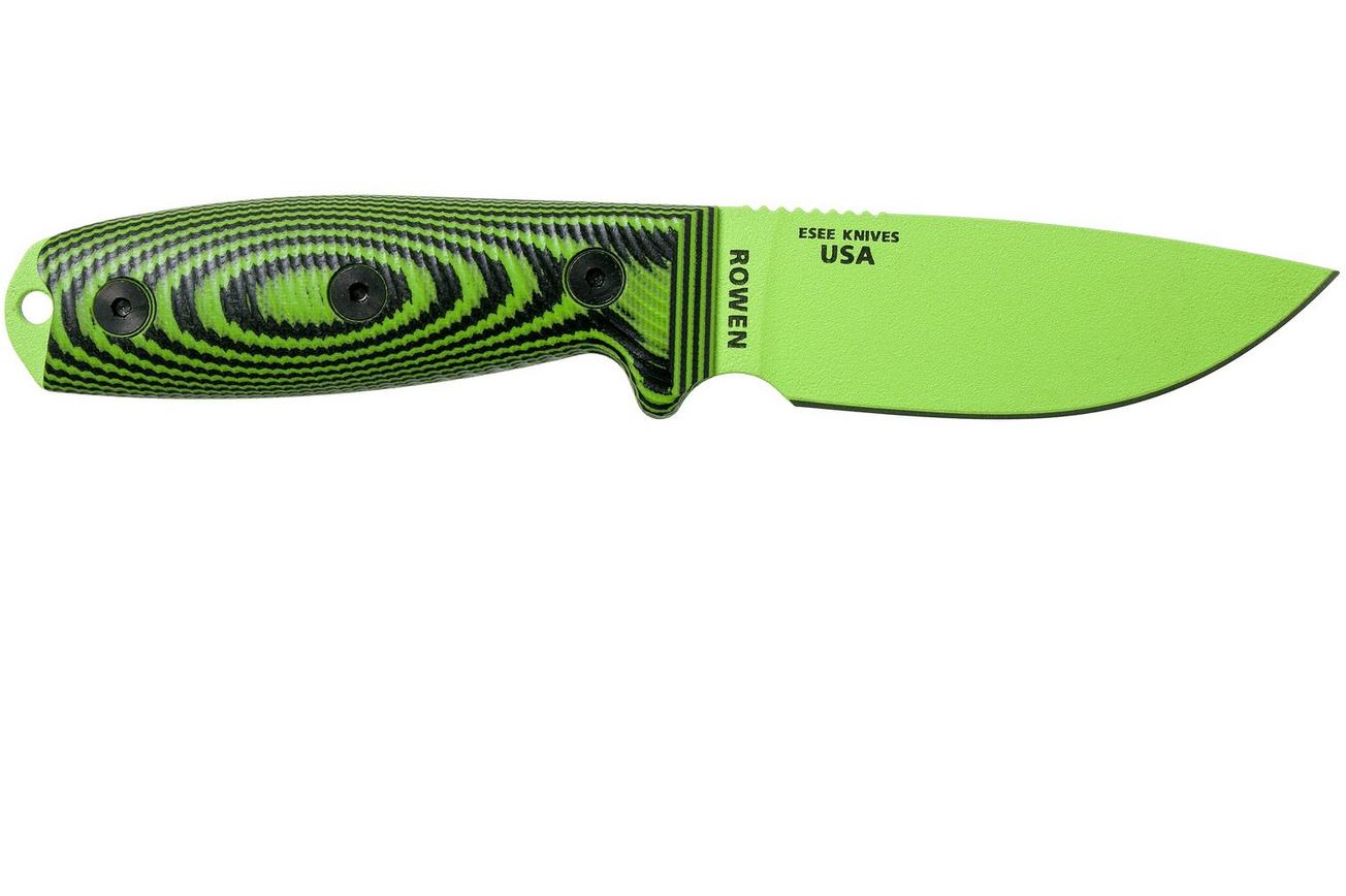 ESEE Model 3 Venom Green Blade 3D Neon Green-Black G10 survivalmes 3PMVG-007 zwarte schede   riemclip
