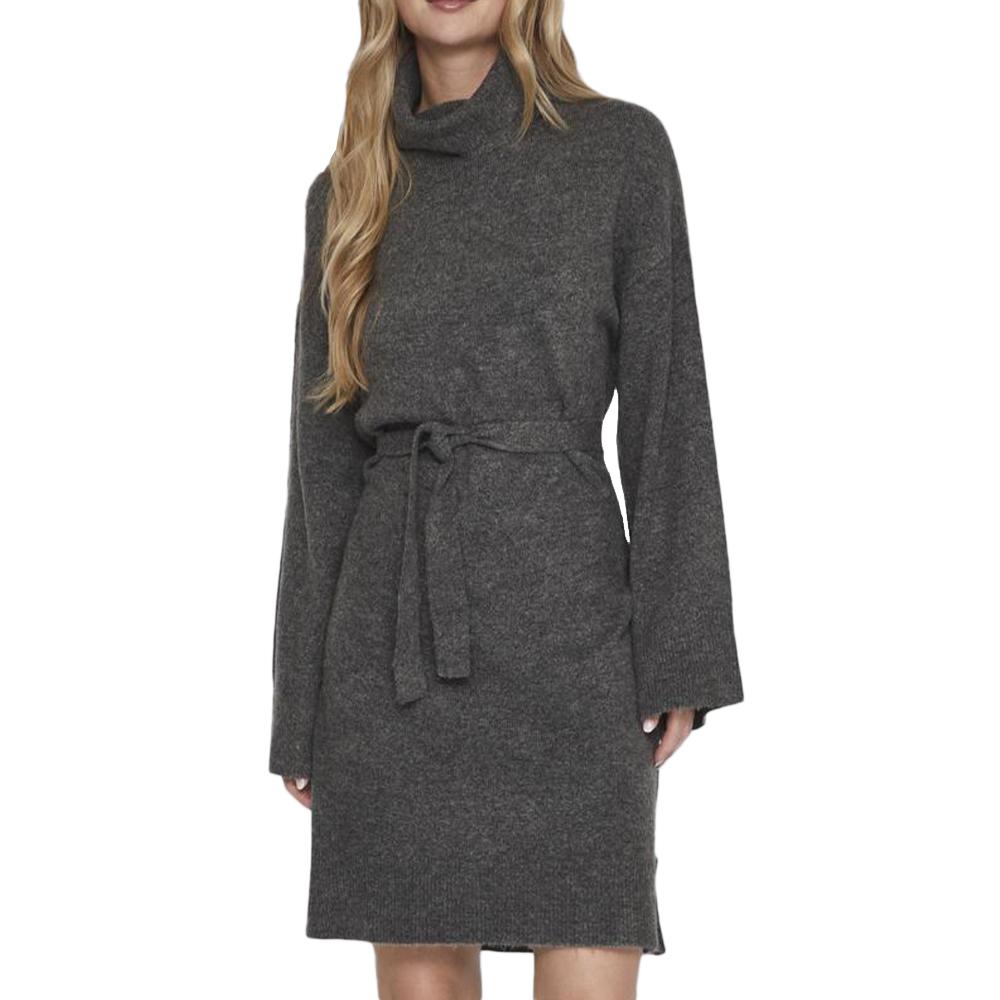 Vila Robe Pull Grise Femme Vila Rollneck