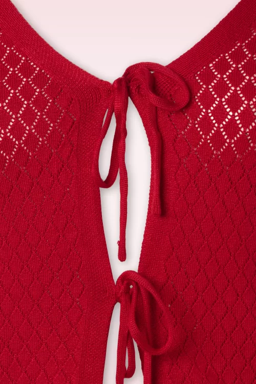 Vixen Diamond ruffle cardigan in rood