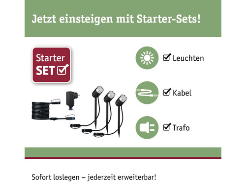 Paulmann Plug & Shine LED Spot Starterset RGBW IP44 3x4.5W 170 lm 3000-6500K Pike antraciet 230/24V 3 stuks - Compatibel met SMART HOME van hornbach