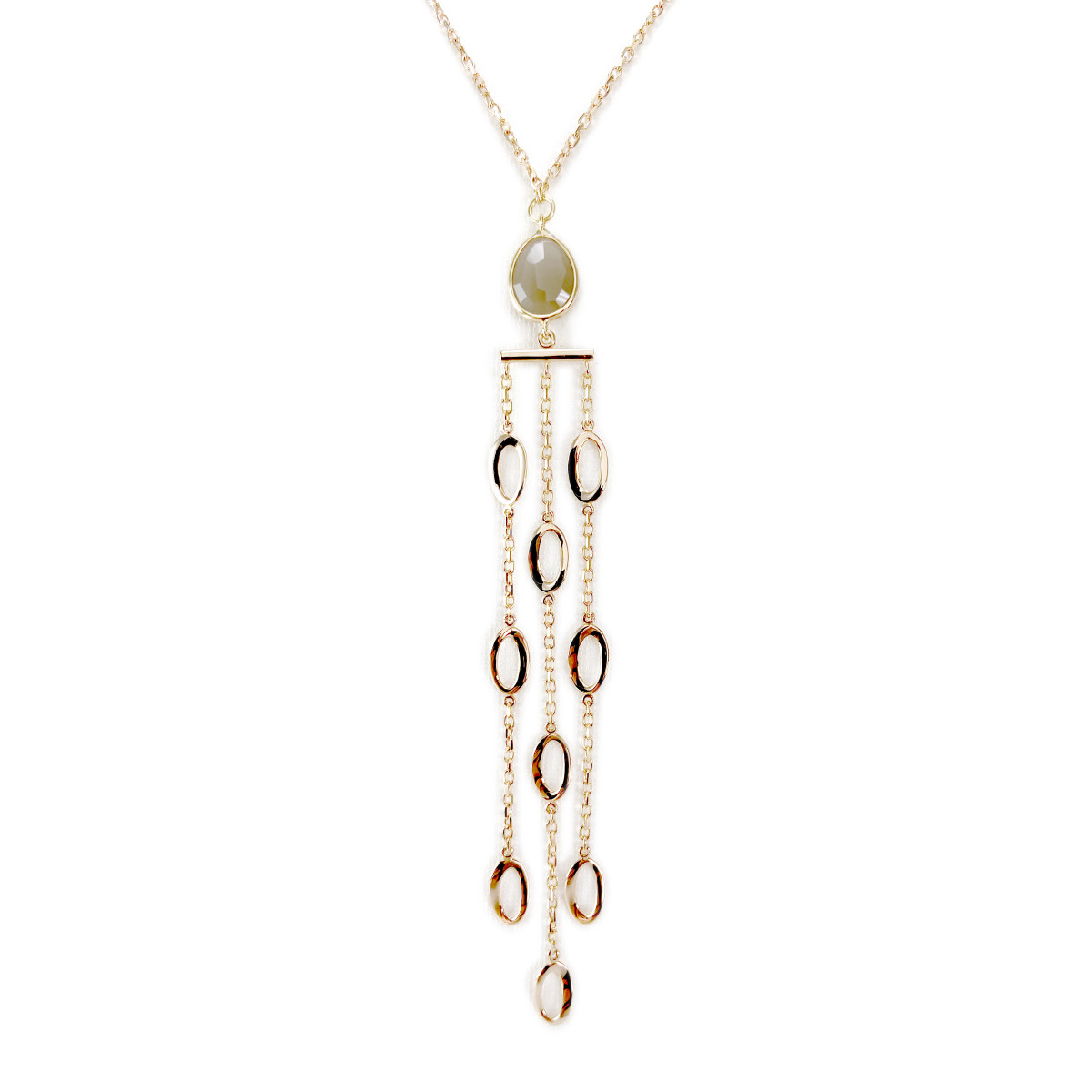 Collier d'occasion or 750 rose quartz fumé 42 cm