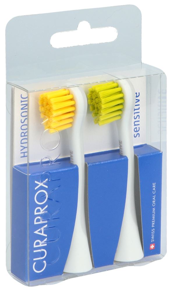 CURAPROX Hydrosonic Ersatzbürstenkopf<br>1 Paar, Blister, sensitive gelb-grün