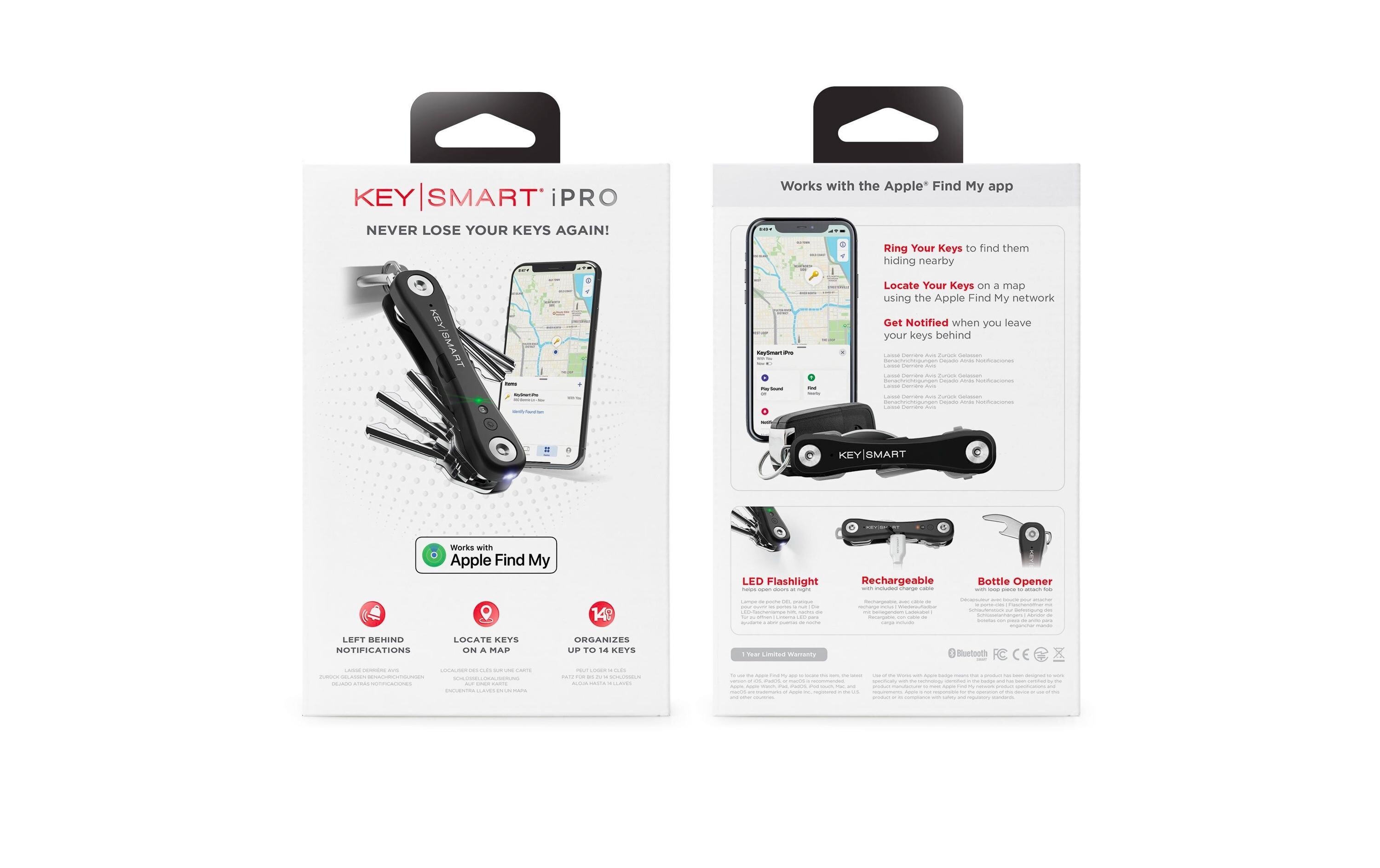 iPro, SchwarzSmart Key Organizer, der mit der Apple Find My App funktioniert