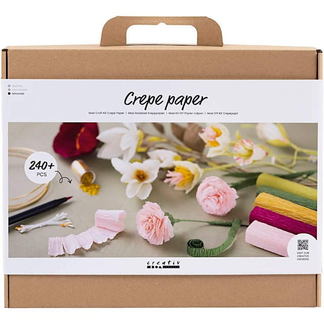 Maxi DIY Kit Kreppapir, Blomster, Strekk-/krep: 180%, 105 g, 1 pk.