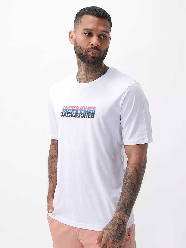 JACK & JONES T-Shirt JJCYBER weiss